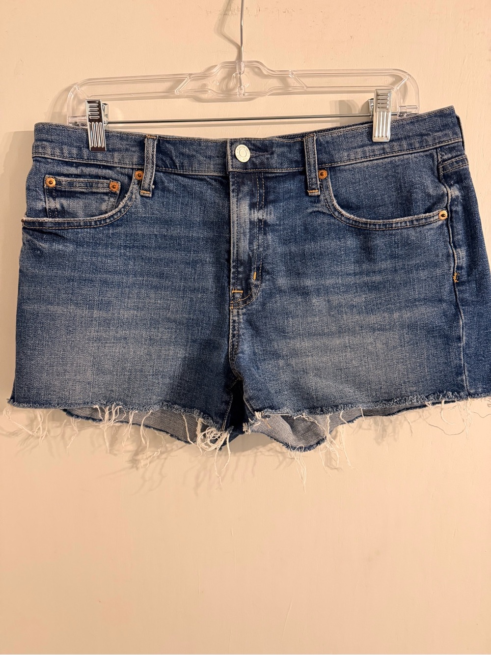 GAP Distressed Mid-Blue Denim Cutoff Shorts
